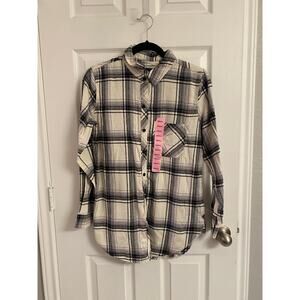 Gap Flannel Shirt Black Plaid Women's Size Small Outdoorsy Cabincore